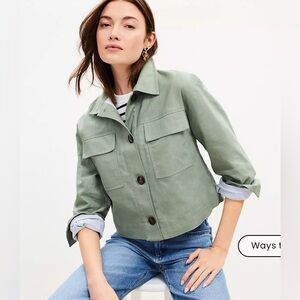 LOFT NWT linen cropped utility Jacket